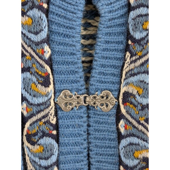 Vtg Devold Fair Isle Blue Sweater Cardigan Norway 100% New Wool Women’s Size M - Picture 3 of 10